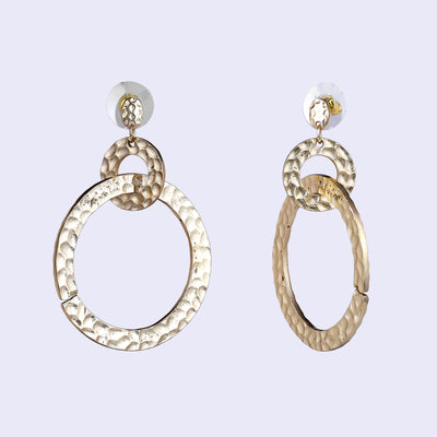 Estele Gold Tone Circular Designer Interwoven Beaten Gold Drop & Dangler Earrings for Women