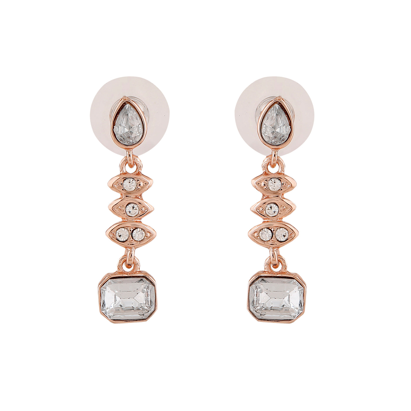 Estele Rose Gold Plated Elegant Drop Earrings with Crystals for Women