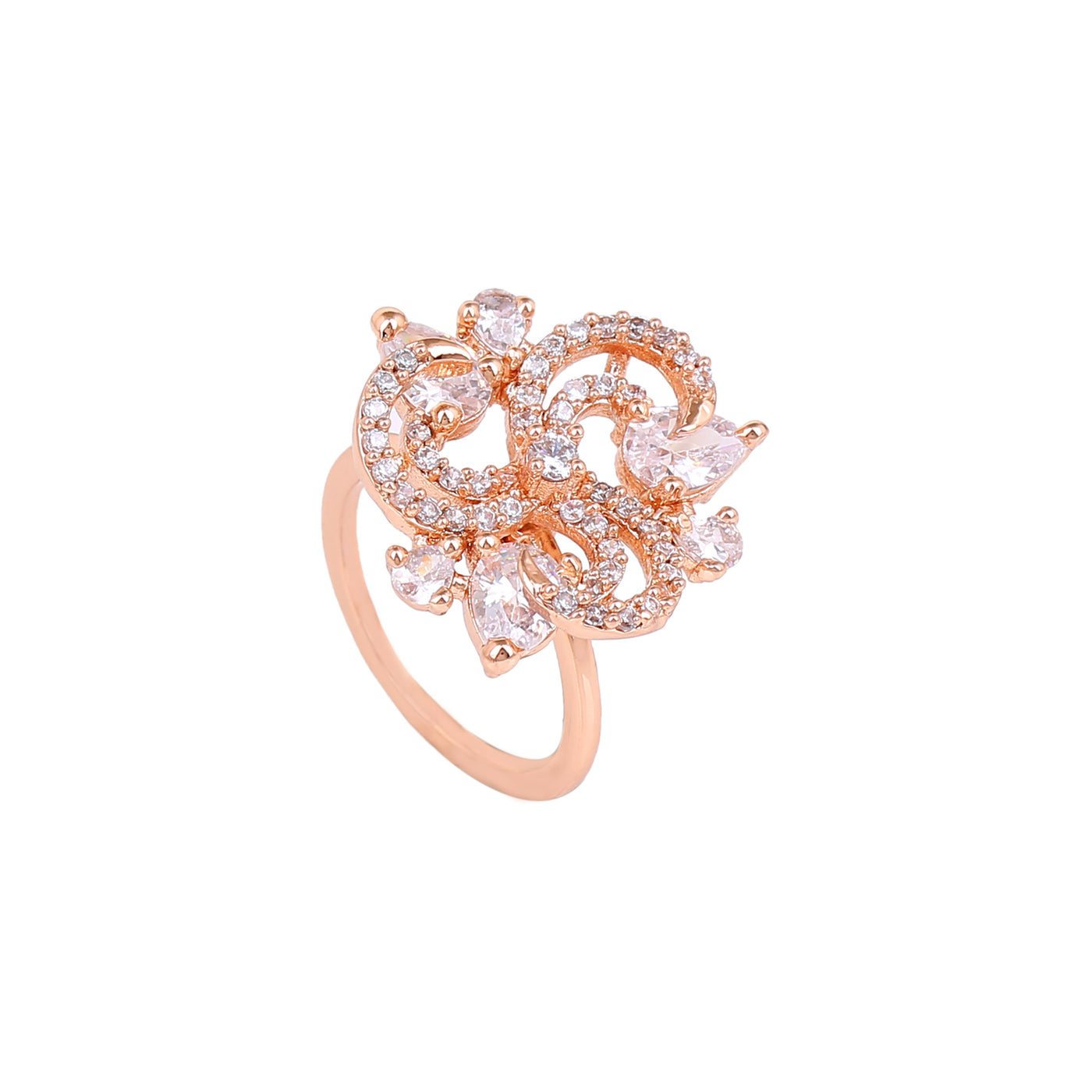 Estele Rose Gold plated CZ Sparkling Finger Ring for Women