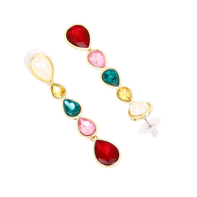 Gift Multicolour Gemstone Crystals Drop Earrings
