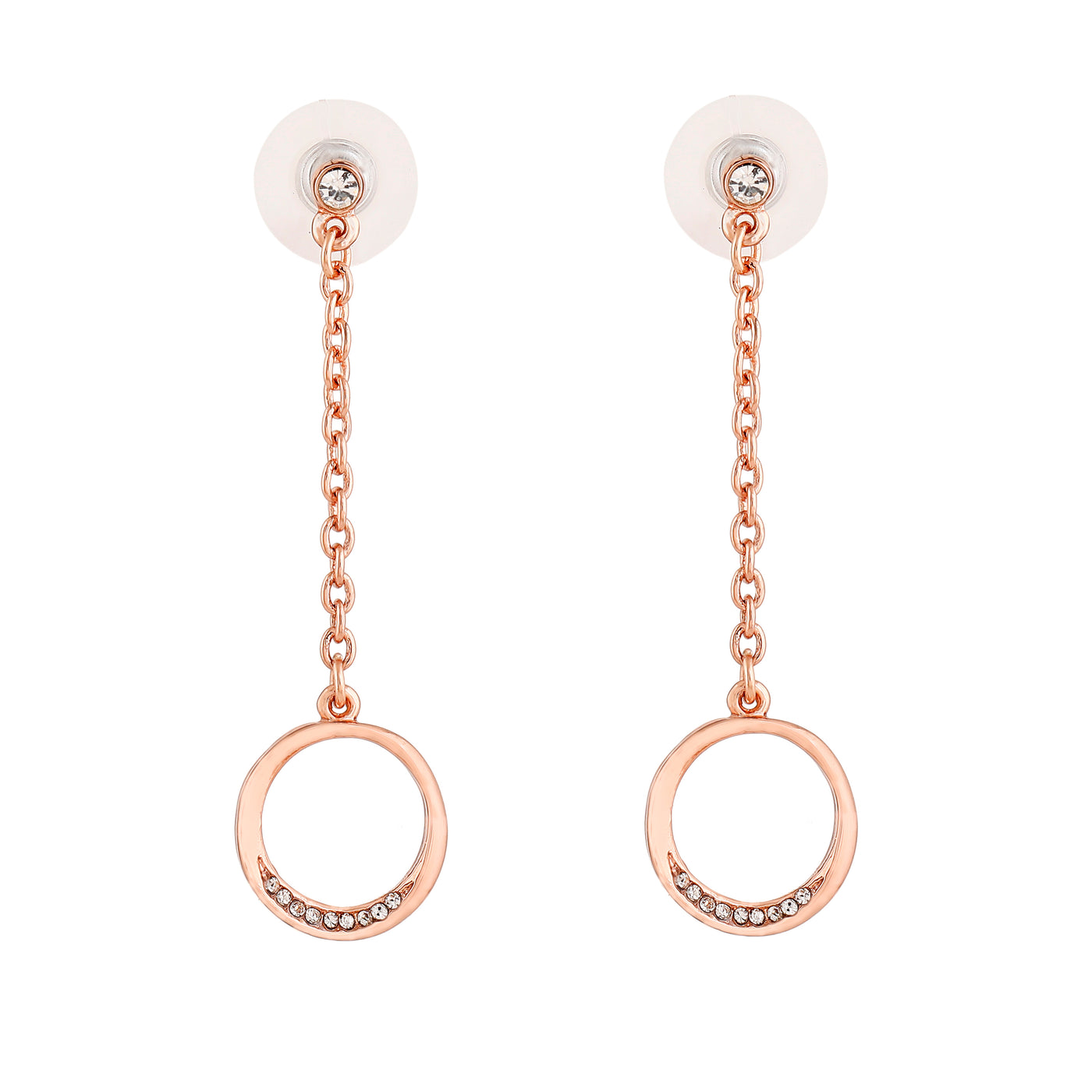 Estele Rose Gold Plated Drop Shaped Tassel Designer Earrings for Women