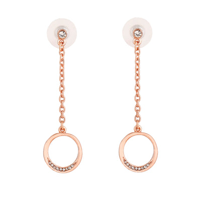 Estele Rose Gold Plated Drop Shaped Tassel Designer Earrings for Women