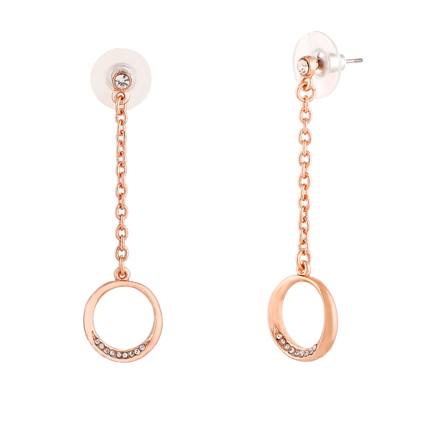 Estele Rose Gold Plated Drop Shaped Tassel Designer Earrings for Women