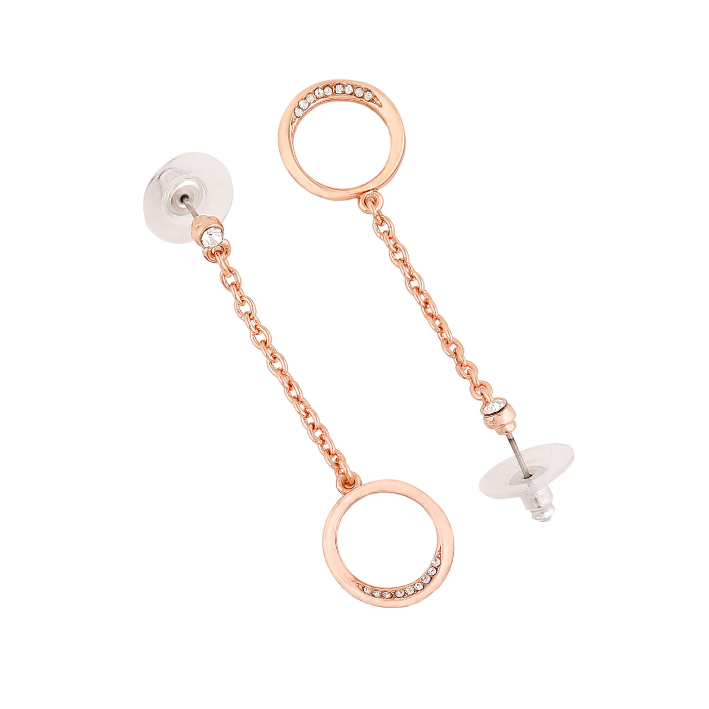 Estele Rose Gold Plated Drop Shaped Tassel Designer Earrings for Women