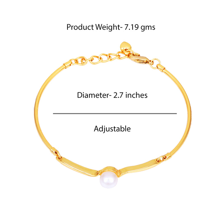 Gold Plated Single Pearl Studded Bracelet