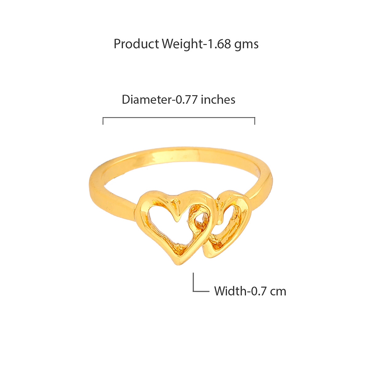 Estele Gold Plated InterLinked Heart Shaped Finger Ring for Women