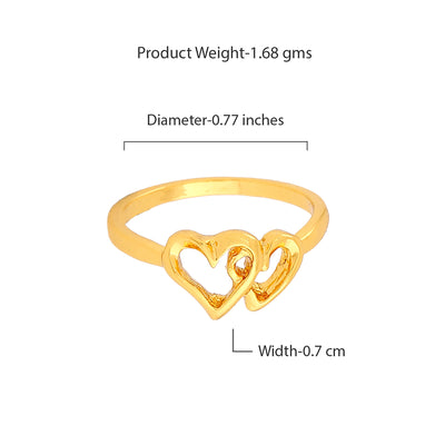 Estele Gold Plated InterLinked Heart Shaped Finger Ring for Women