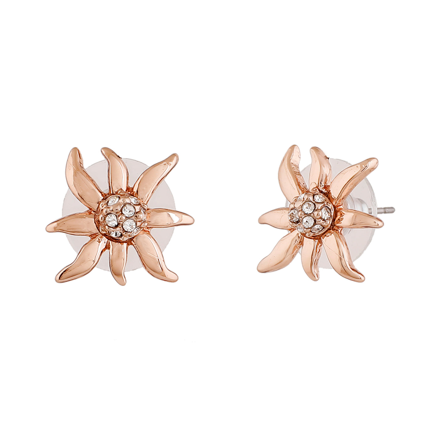 Estele Rose Gold Plated Star Shaped Stud Earrings with Crystals for Women
