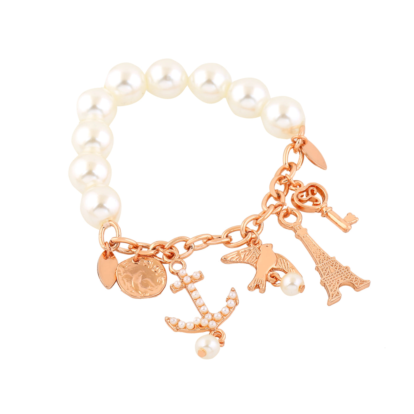 Estele Rose Gold Plated Sparkling Pearl Bracelet for Women