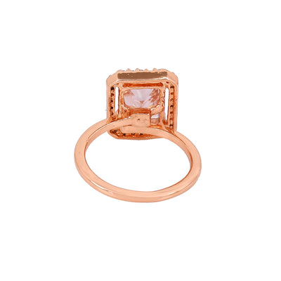 Estele Rose Gold Plated CZ Shining Finger Ring for Women (Adjustable)