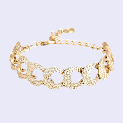 Estele Gold Tone Trendy & Stylish Adjustable Beaten Gold Bracelet for Women