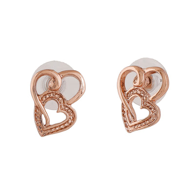 Estele Rose gold Plated Heart Shaped Stud Earrings for Women