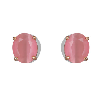 Estele Rose Gold Plated CZ Elegant Designer Pendant Set with Mint Pink Stones for Women
