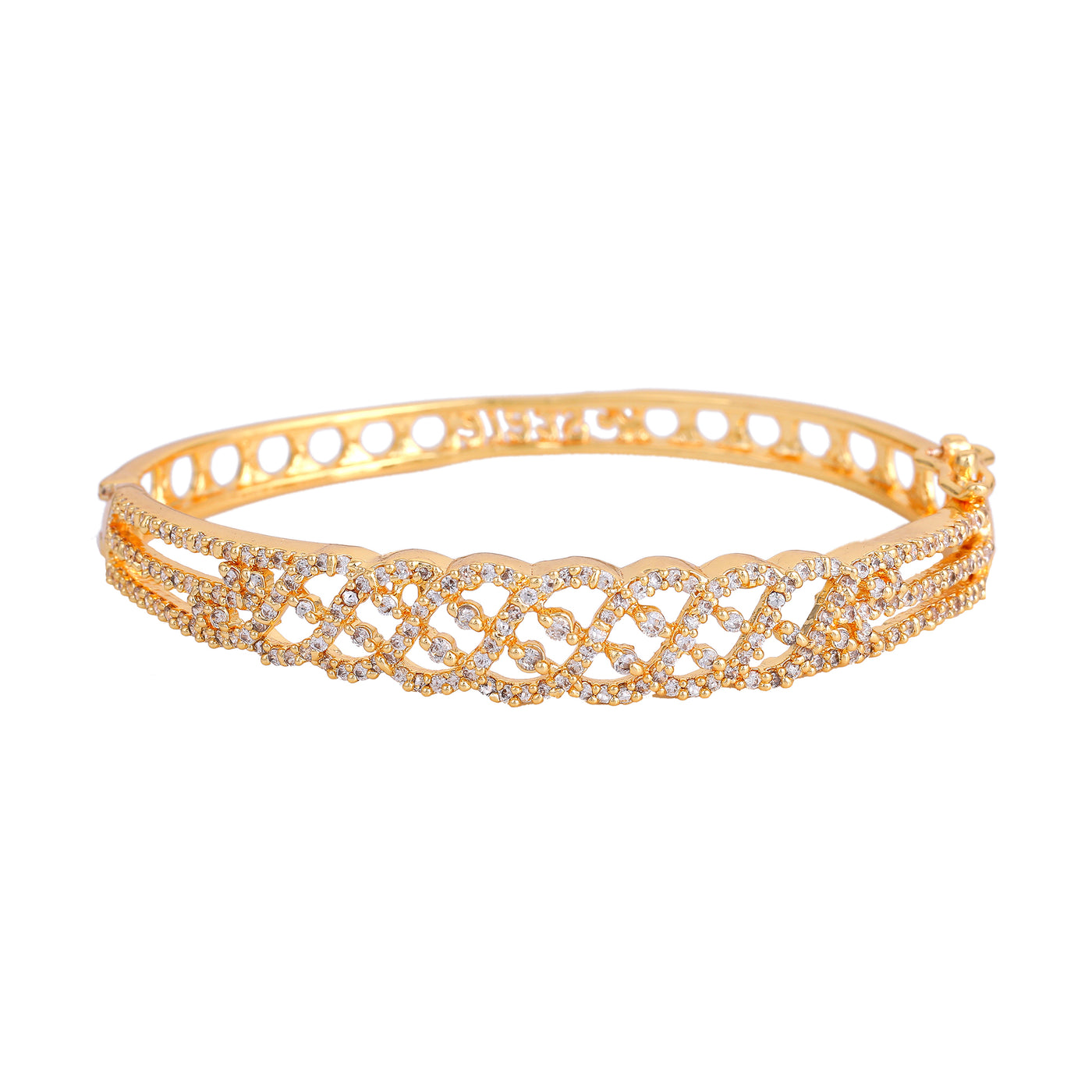 Estele Luxe Glow – Gold Plated Comfort Fit Stunning White American Diamond Bracelet for Girls & Women | A Timeless Touch of Brilliance