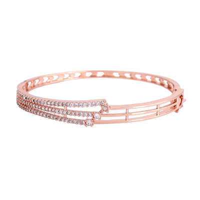 Estele Opulent Glow: Radiant American Diamond Bracelet with Glossy Rosegold Plated for Women– Lightweight & Designed for Effortless Luxury