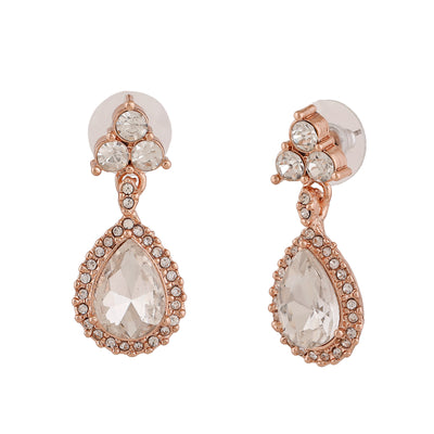 Estele Rose Gold Plated Gleaming Drop Earrings for Women