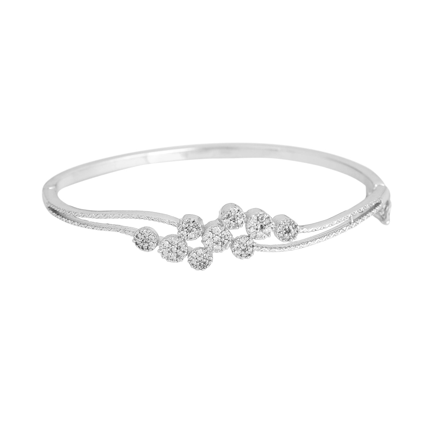 Estele Opulent Comfort Fit CZ Bracelet: Rhodium Plated Shimmering White American Diamond Classic Wristwear/Bracelet for Girls & Women