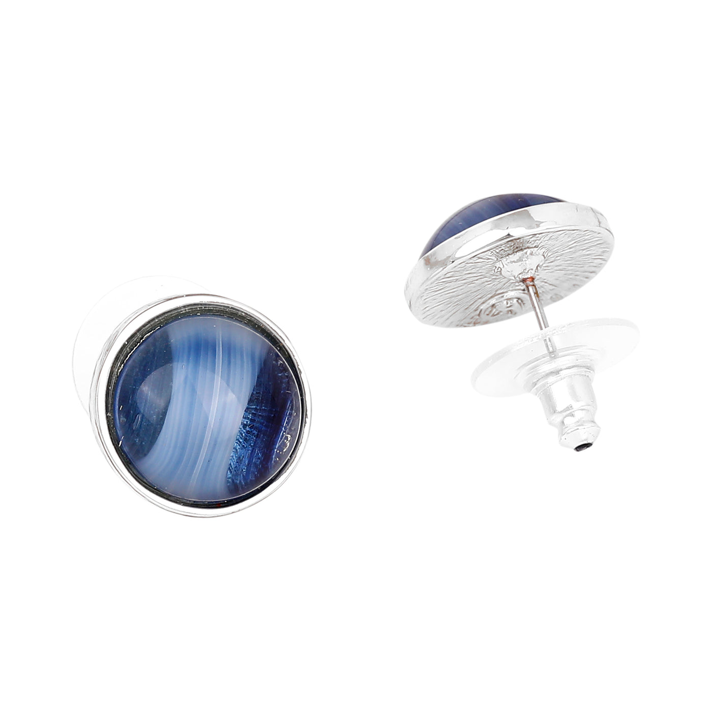 Blue Colour Round Stud Earrings