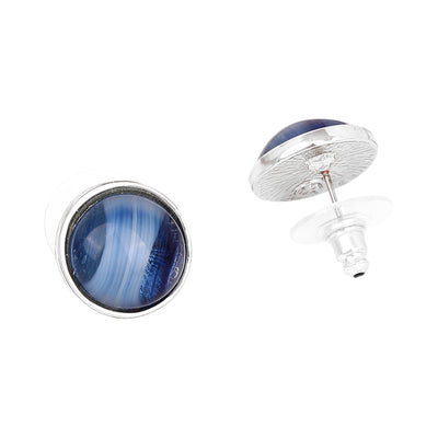 Blue Colour Round Stud Earrings