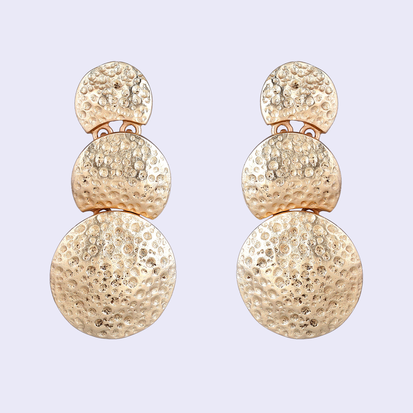 Estele Gold Tone Trendy & Classy Circular Pattern Beaten Gold Drop & Dangle Earrings for Women