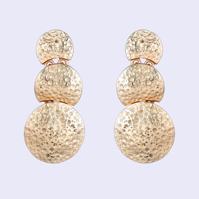 Estele Gold Tone Trendy & Classy Circular Pattern Beaten Gold Drop & Dangle Earrings for Women