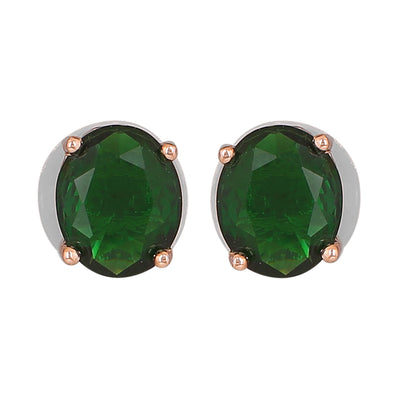 Estele Rose Gold Plated CZ Elegant Round Designer Mangalsutra Necklace Set with Emerald Stones for Women
