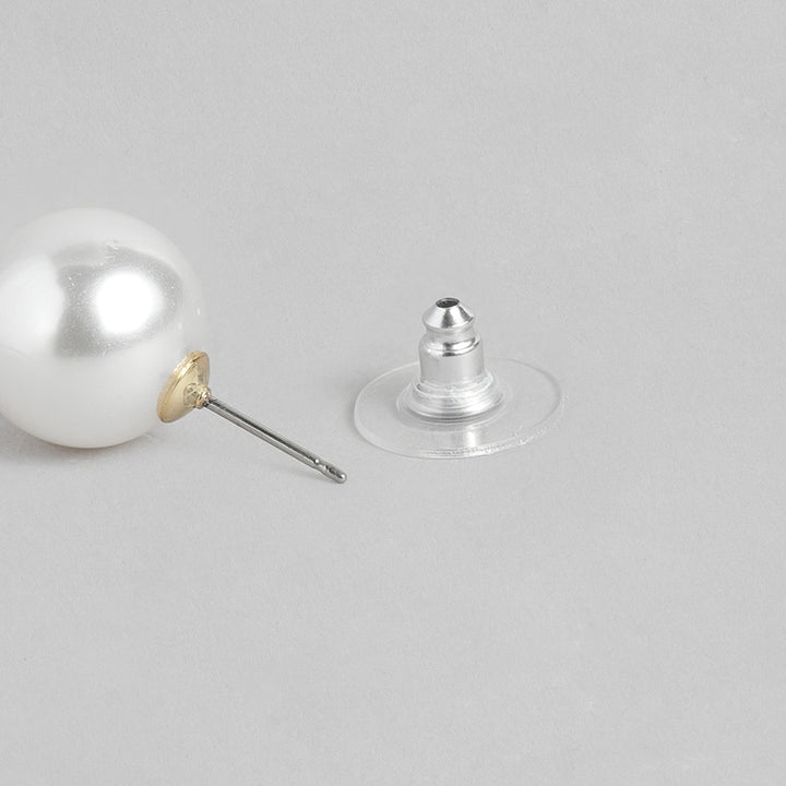 Estele Gold Plated Gorgeous Double Line Pearl Necklace Set for Women