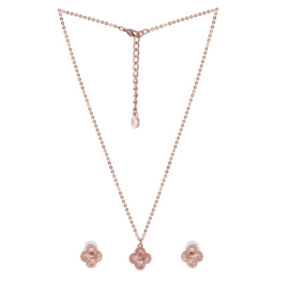 Estele Rosegold Plated Four Leafy Designer Pendant Set for Girls and Women