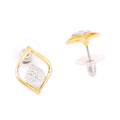 Gift Estele Gold and Silver Plated American Diamond Jyoth Stud Earrings for women