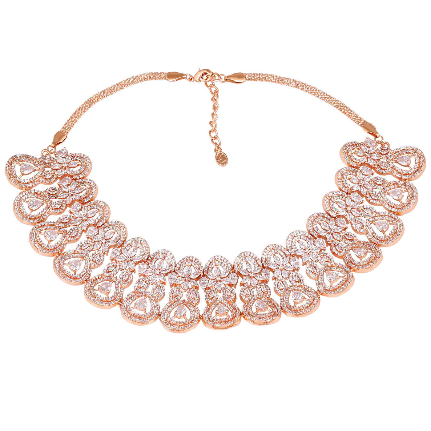 Estele Rose Gold Plated CZ Fascinating Necklace Set for Women