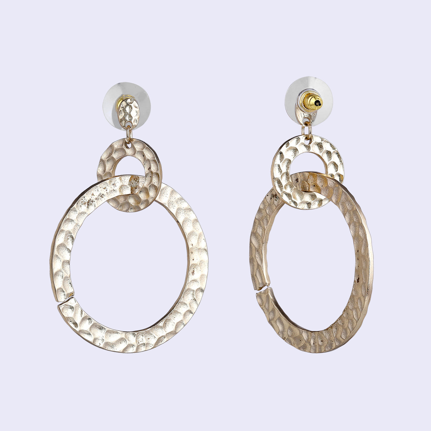 Estele Gold Tone Circular Designer Interwoven Beaten Gold Drop & Dangler Earrings for Women