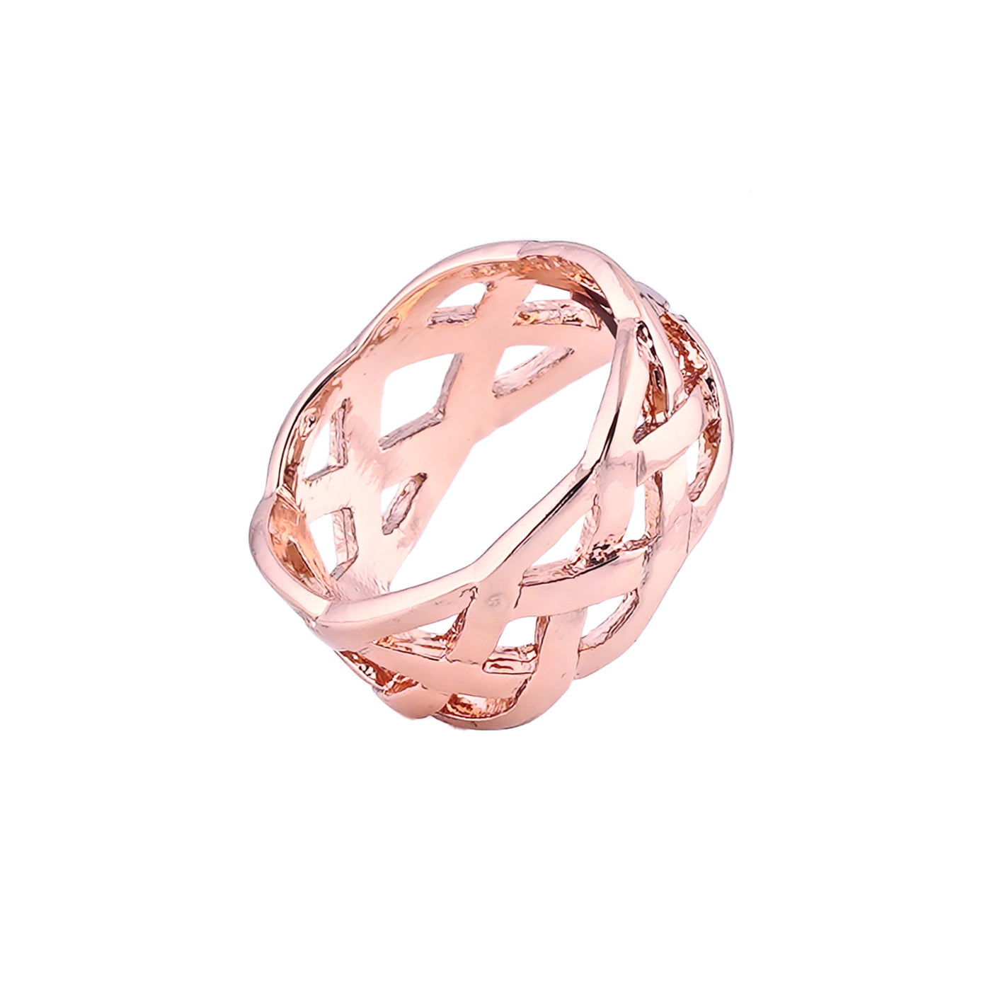 Estele Rose Gold Plated Nestled Designer Finger Ring for Women