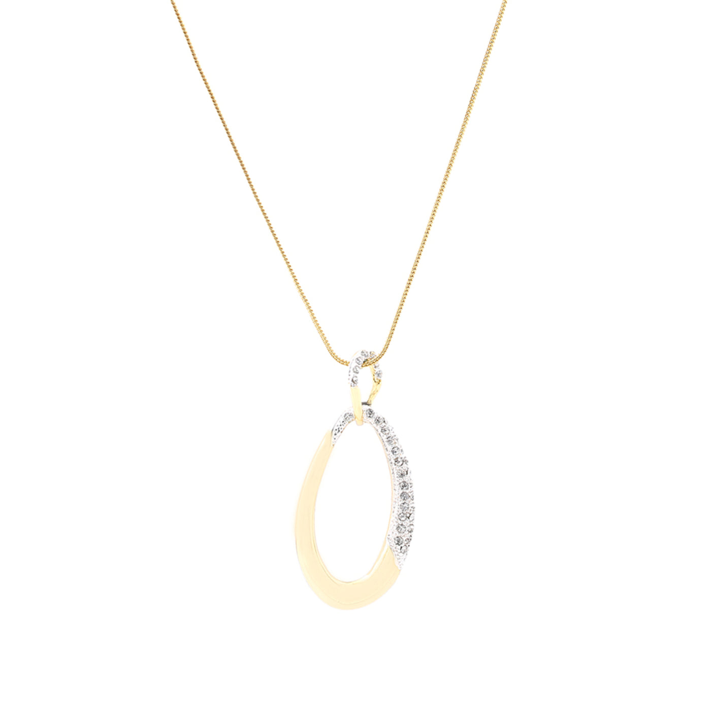 Estele Gold plated Loop Pendant with Austrian Crystals for Women / Girls