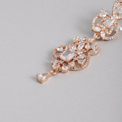 Estele Rose Gold Plated CZ Marvelous Drop Earrings for Women