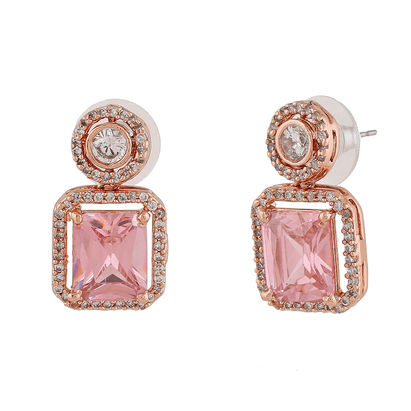 Estele Rose Gold Plated CZ Charming Drop Earring for Women