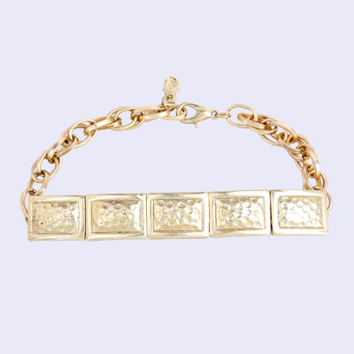 Estele Gold Tone Stylish Rectangular Shaped Adjustable Beaten Gold Bracelet for Women