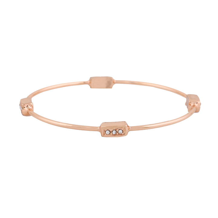 Estele Rose Gold Plated Classic Bangle Bracelet with White Crystals for Women