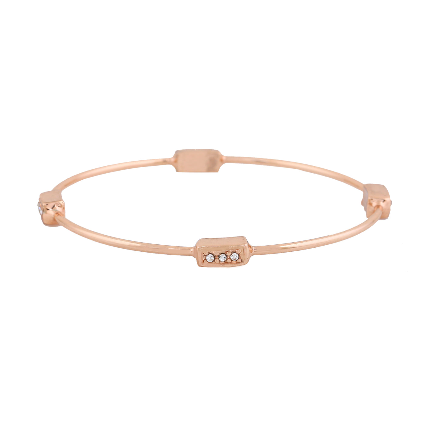 Estele Rose Gold Plated Classic Bangle Bracelet with White Crystals for Women