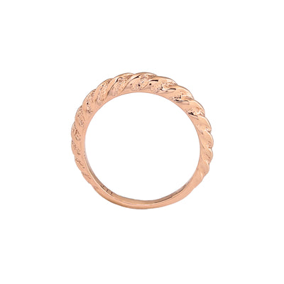 Estele Rose Gold Plated Twisted Textured Finger Ring for Women