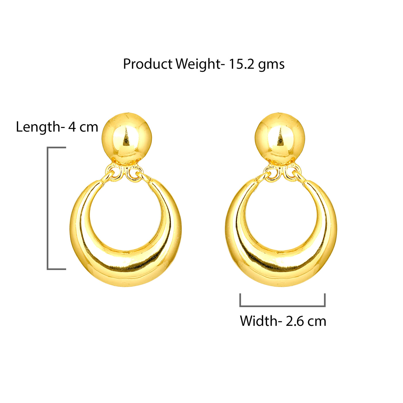 Estele Gold Plated Round Small Drop Earrings for Women/Girls