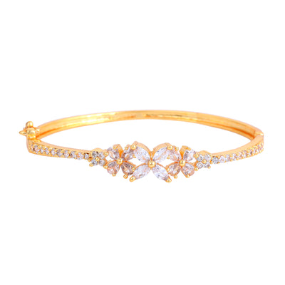 Estele Eternal Spark: Sleek & Dazzling Gold Plated American Diamond Bracelet for Women– A Fusion of Lightweight Luxury & Style