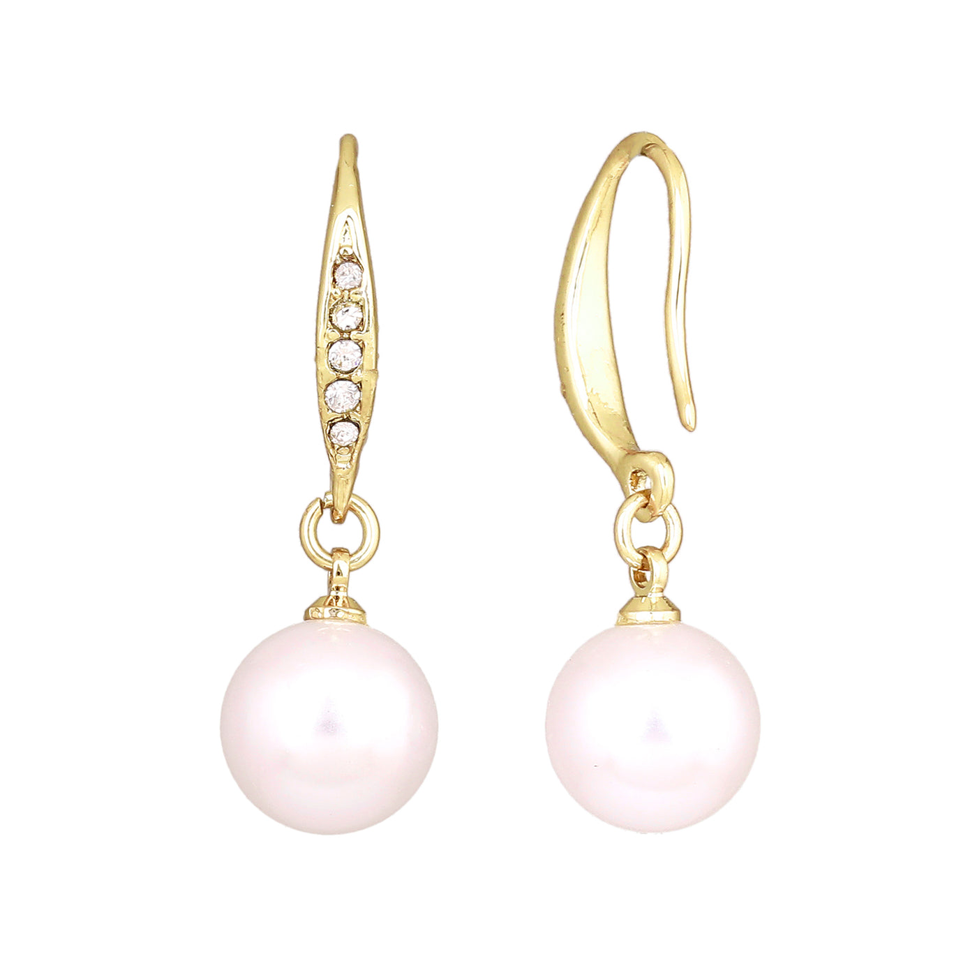 Estele Gold Plated Enchanting Pearl Drop Earrings With Crystal for Girls/Women