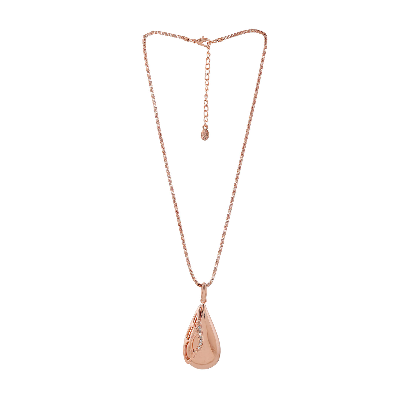 Estele Rose Gold Plated Classic Drop Designer Necklace Set with Crystals for Women
