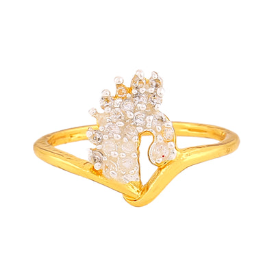 Estele Fancy american diamond studded petals designer ring for women( non adjustable)