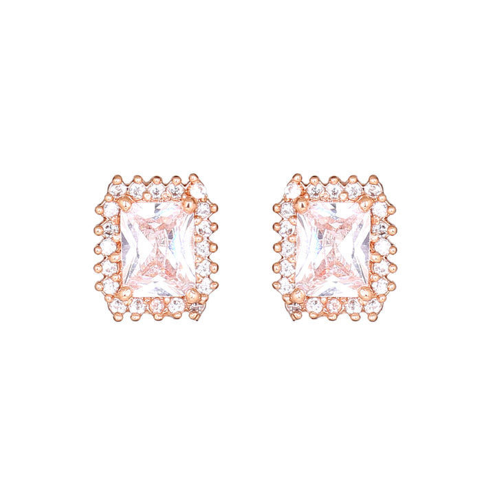 Estele Rose Gold Plated CZ Square Designer Pendant Set for Women