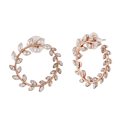 Estele Rose Gold Plated Circular Earrings with Crystals for Women