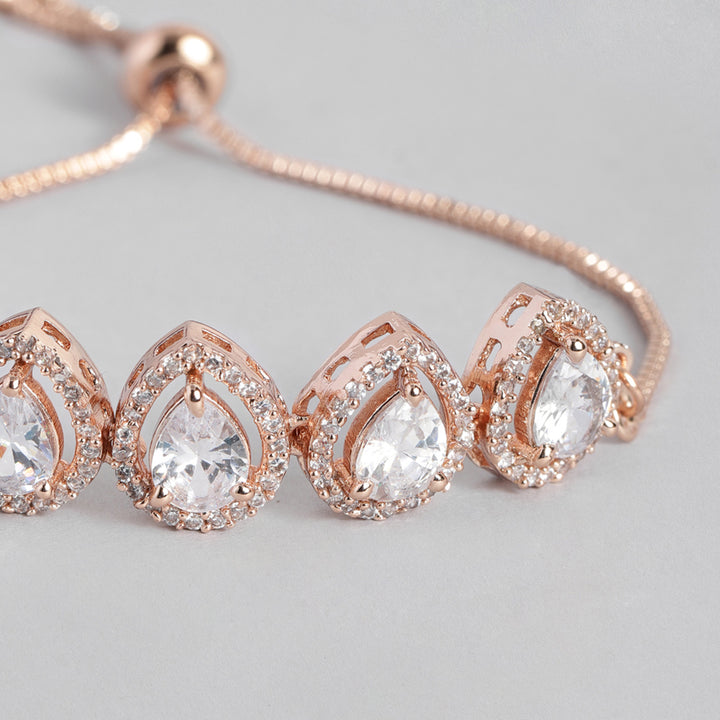 Estele Rose Gold Plated CZ Precious Pears Bracelet for Women