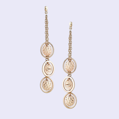 Estele Gold Tone Distinctive Layered Concentric Circular Design Beaten Gold Drop & Dangle Earrings for Women