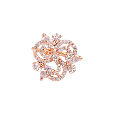 Estele Rose Gold plated CZ Sparkling Finger Ring for Women