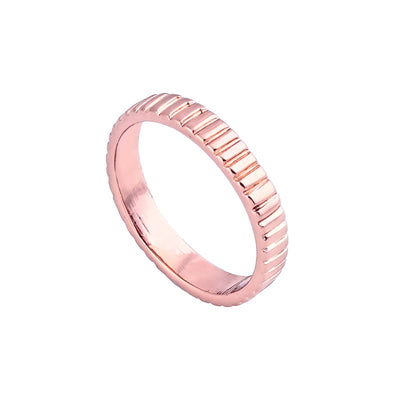 Estele Rose Gold Plated Classic Textured Finger Ring for Women